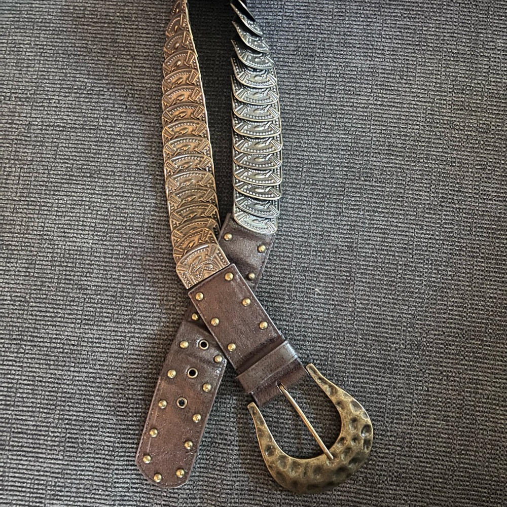 Brown Leather Men's Bag with Brass Accents